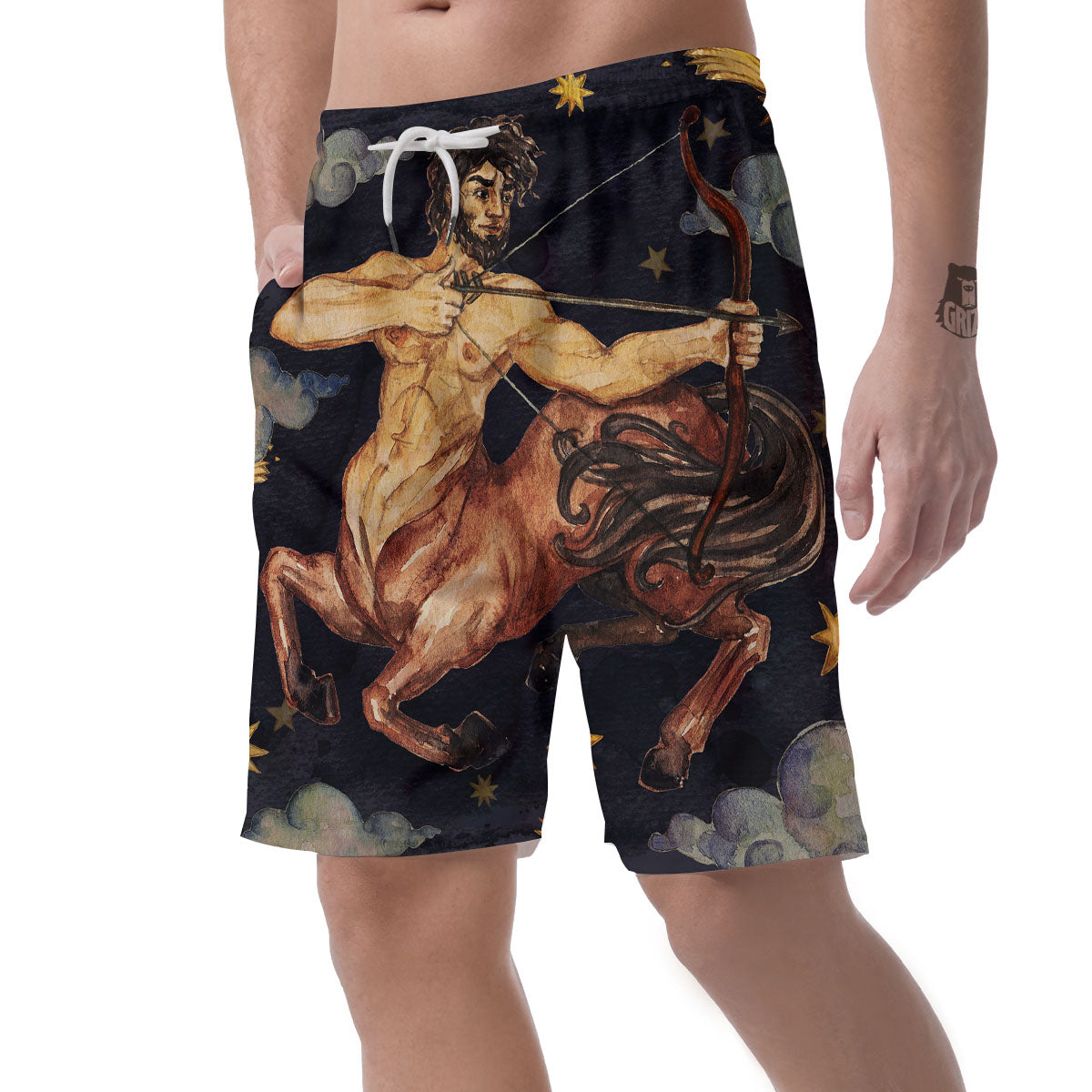 Zodiac Sign Watercolor Sagittarius Print Men's Shorts-grizzshop