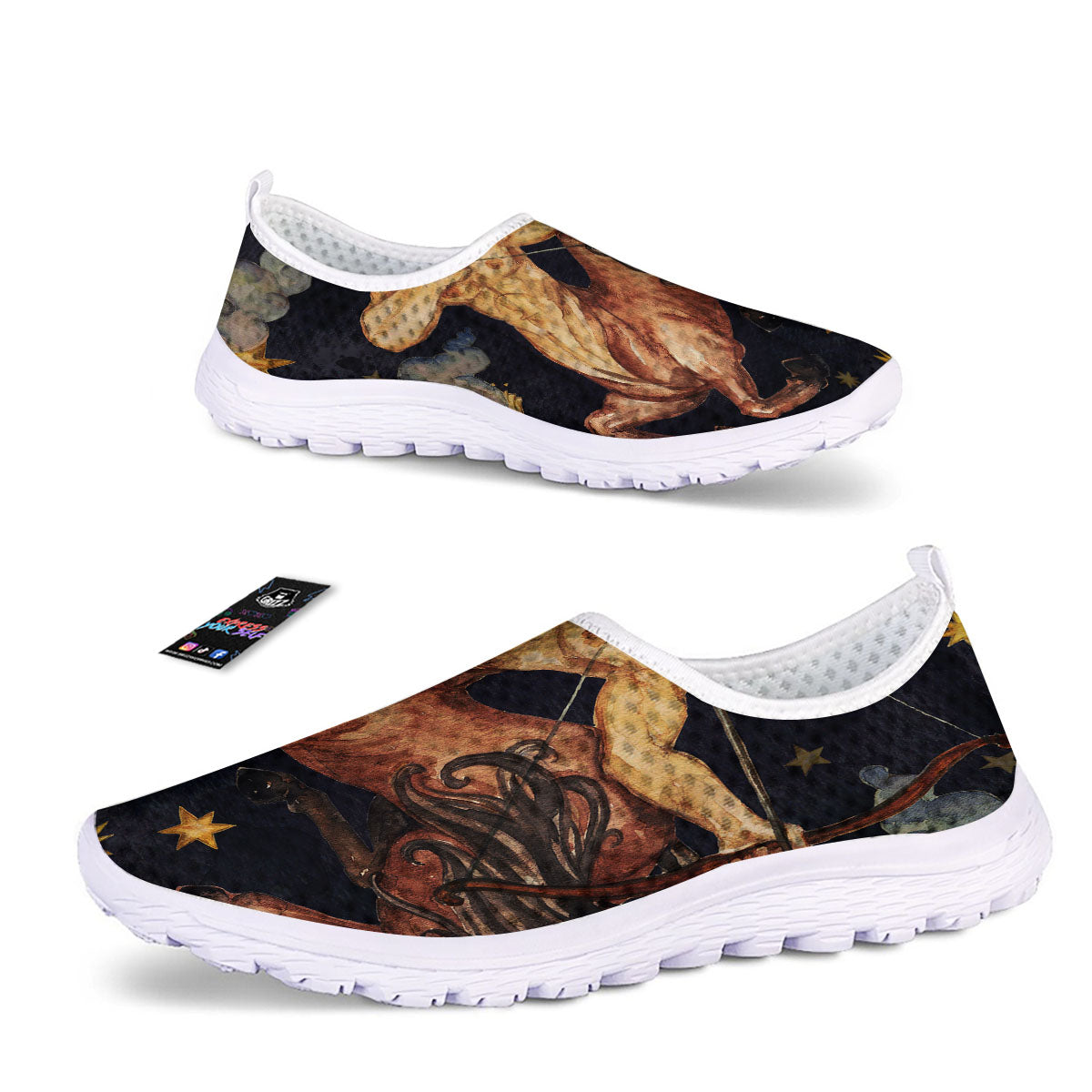 Zodiac Sign Watercolor Sagittarius Print Nurse Shoes-grizzshop