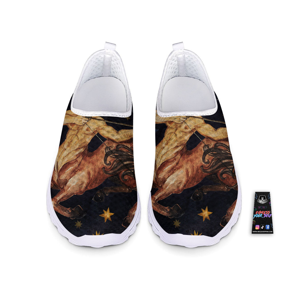 Zodiac Sign Watercolor Sagittarius Print Nurse Shoes-grizzshop