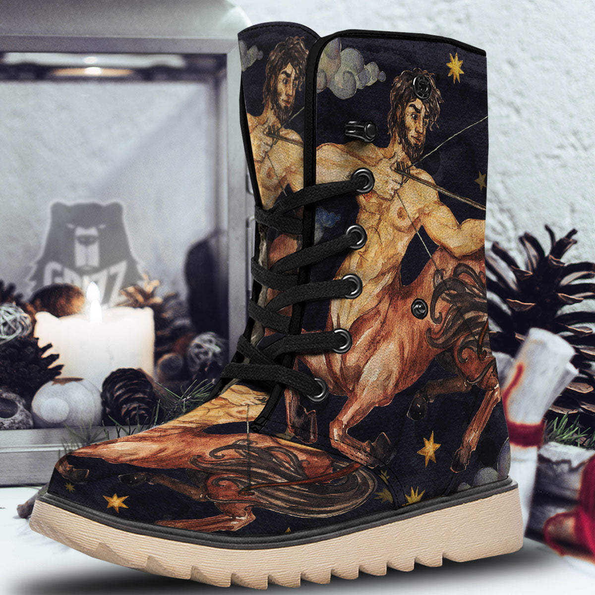 Zodiac Sign Watercolor Sagittarius Print Snow Boots-grizzshop