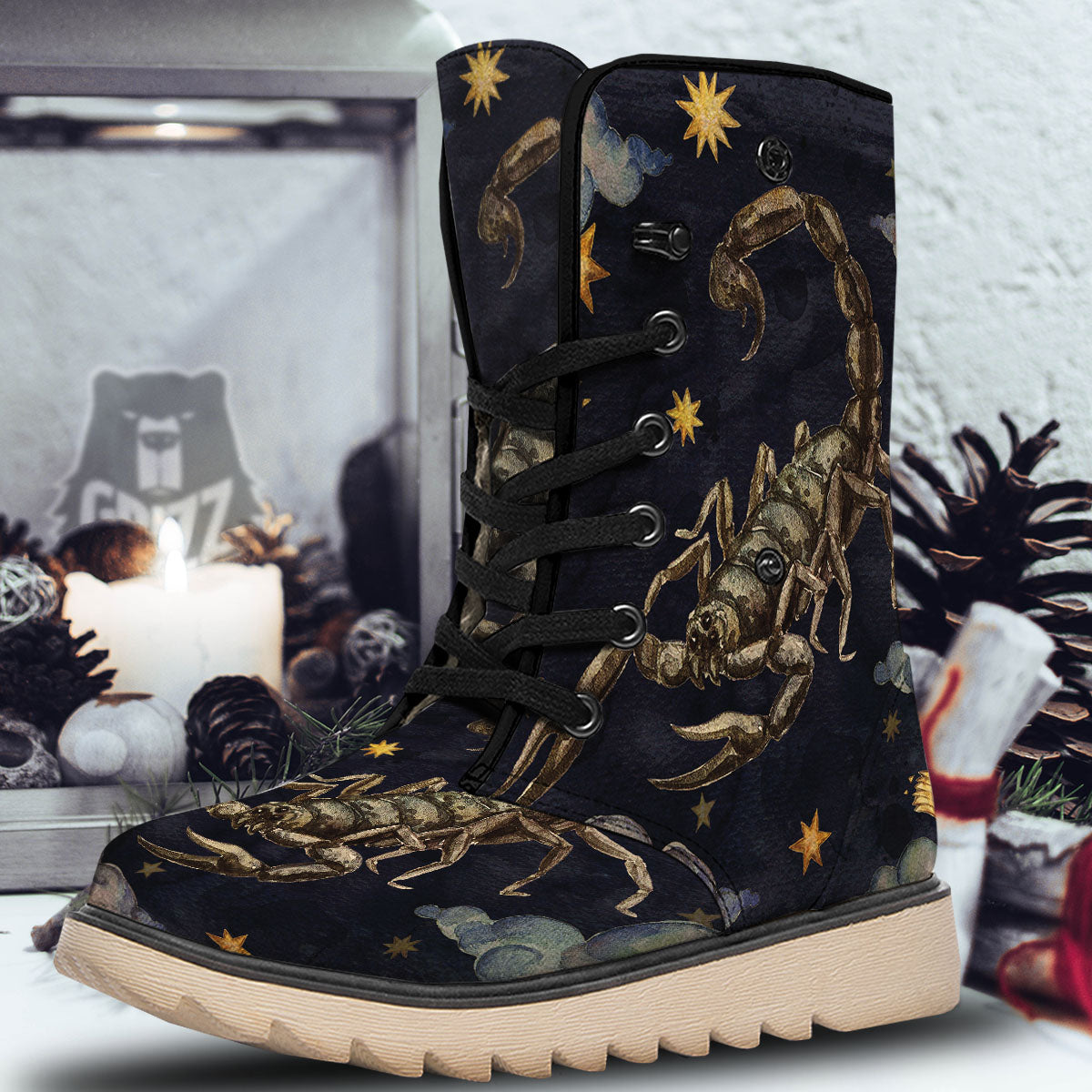 Zodiac Sign Watercolor Scorpio Print Snow Boots-grizzshop