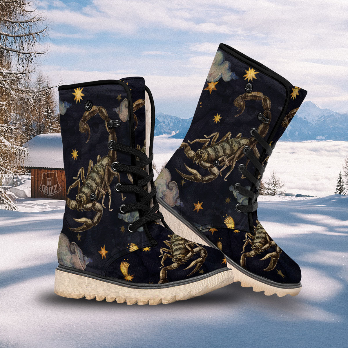 Zodiac Sign Watercolor Scorpio Print Snow Boots-grizzshop
