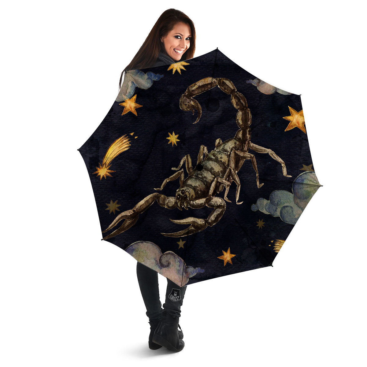 Zodiac Sign Watercolor Scorpio Print Umbrella-grizzshop