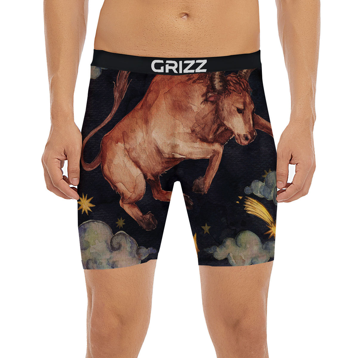 Zodiac Sign Watercolor Taurus Print Boxer Briefs-grizzshop