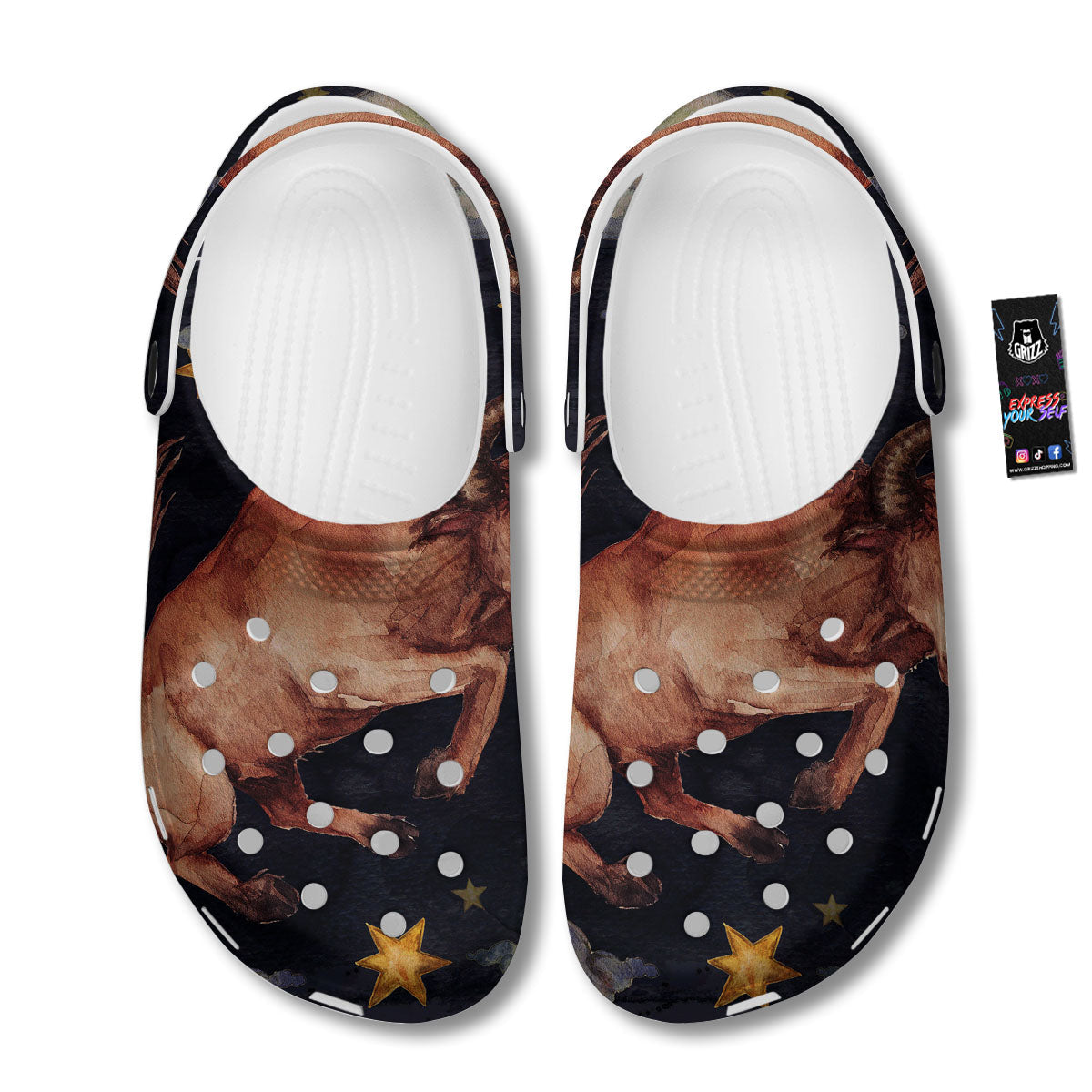 Zodiac Sign Watercolor Taurus Print Clog-grizzshop