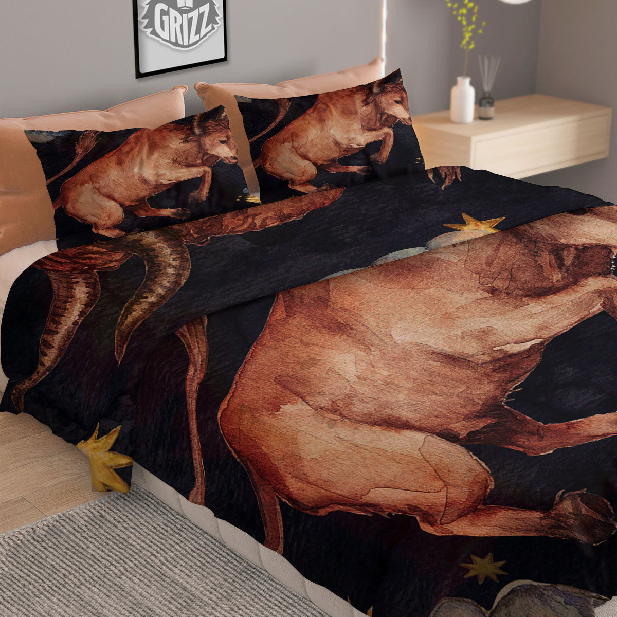 Zodiac Sign Watercolor Taurus Print Duvet Cover Bedding Set