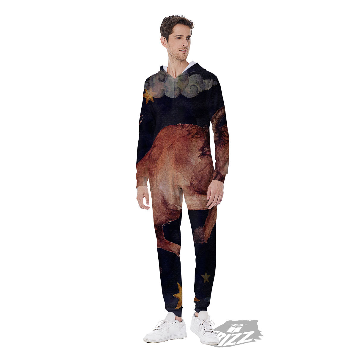 Zodiac Sign Watercolor Taurus Print Men's Jumpsuit-grizzshop