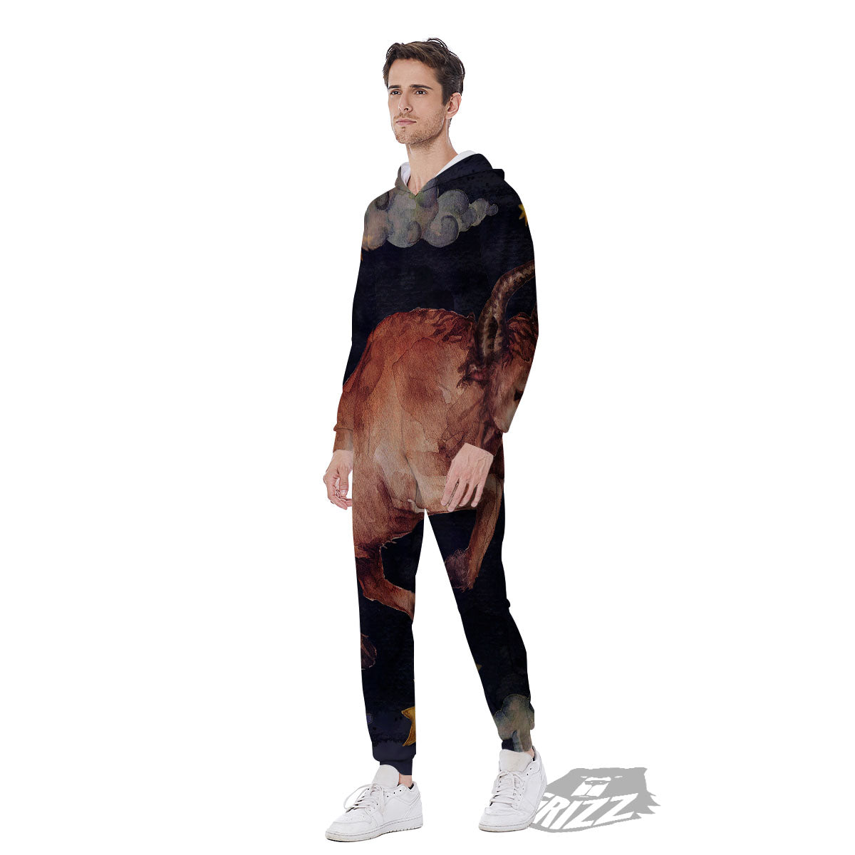 Zodiac Sign Watercolor Taurus Print Men's Jumpsuit-grizzshop