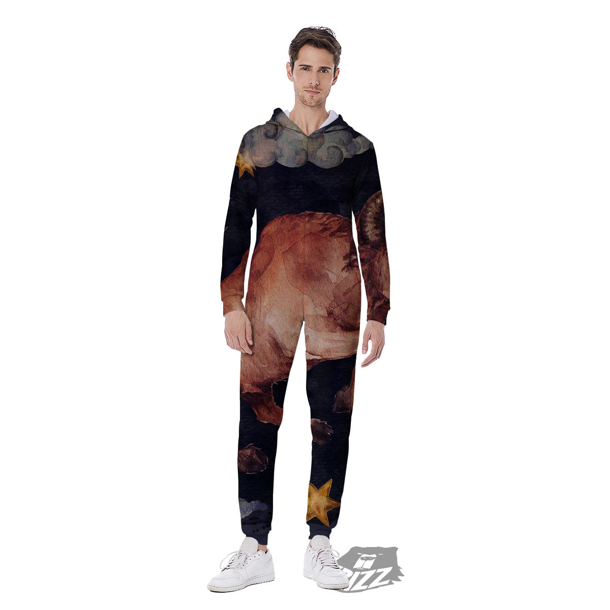 Zodiac Sign Watercolor Taurus Print Men's Jumpsuit-grizzshop