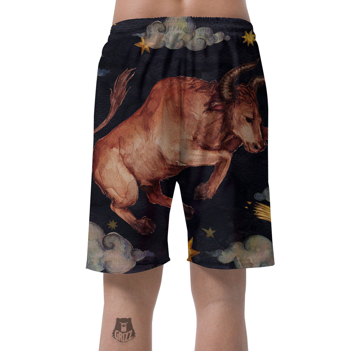 Zodiac Sign Watercolor Taurus Print Men's Shorts-grizzshop