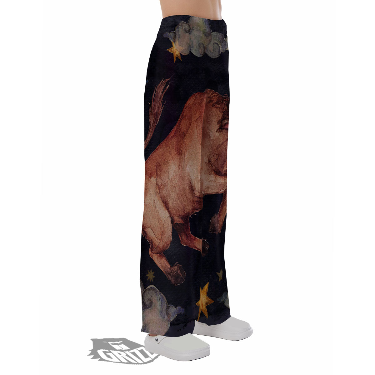 Zodiac Sign Watercolor Taurus Print Pajama Pants-grizzshop