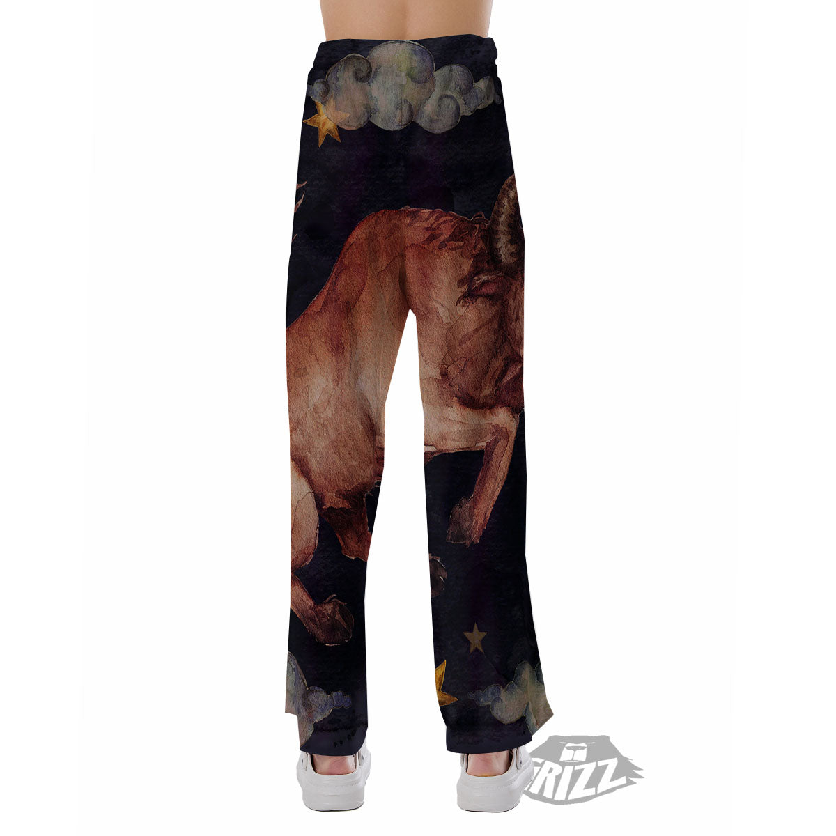 Zodiac Sign Watercolor Taurus Print Pajama Pants-grizzshop
