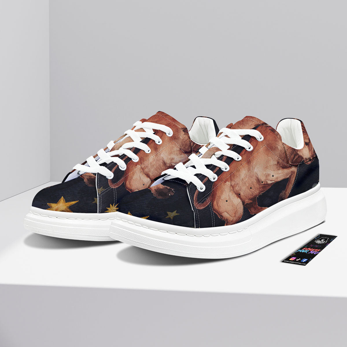 Zodiac Sign Watercolor Taurus Print Platform Shoes-grizzshop