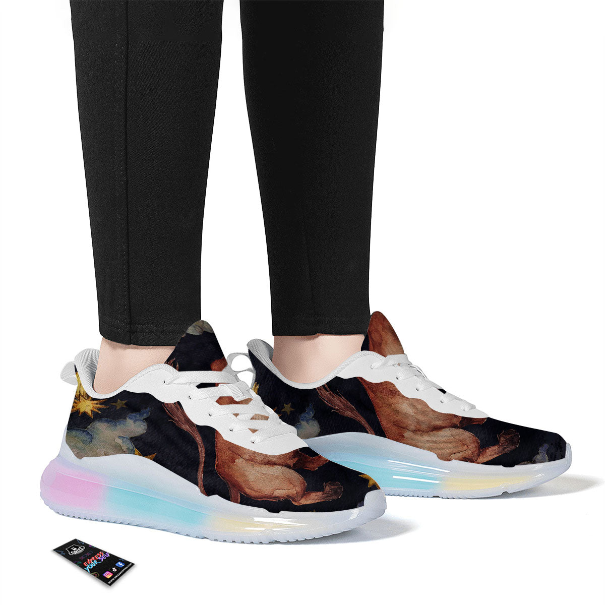 Zodiac Sign Watercolor Taurus Print Running Sneakers-grizzshop