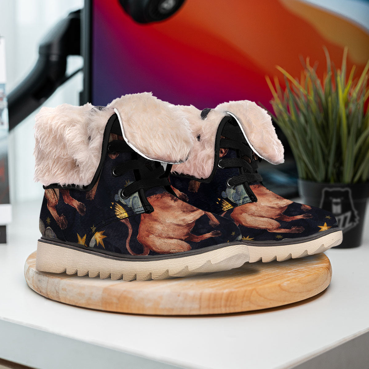 Zodiac Sign Watercolor Taurus Print Snow Boots-grizzshop