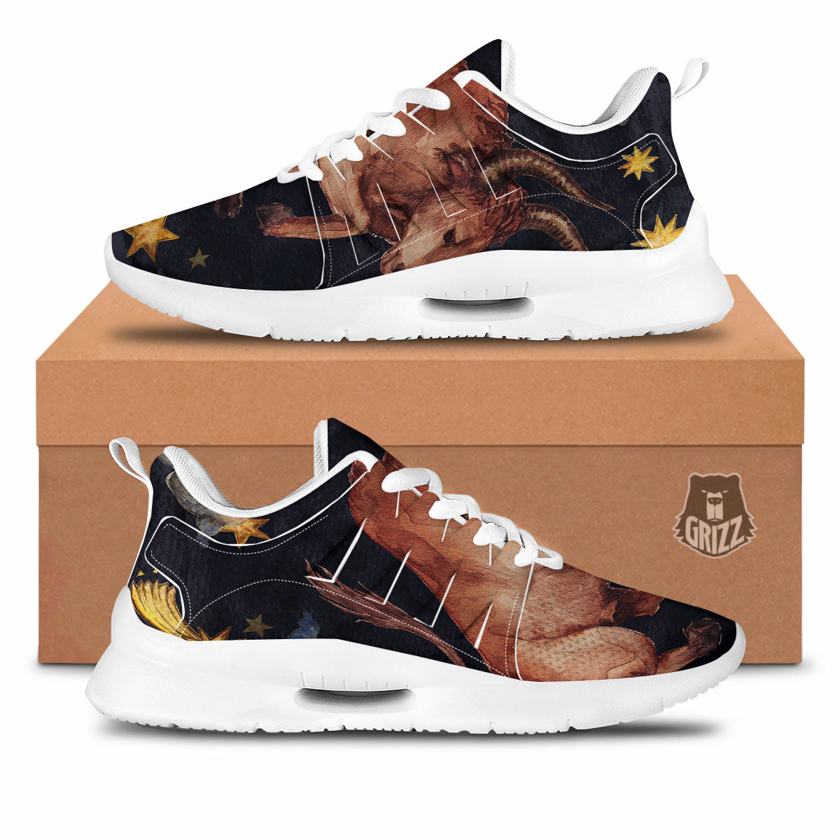 Zodiac Sign Watercolor Taurus Print Tennis Shoes-grizzshop