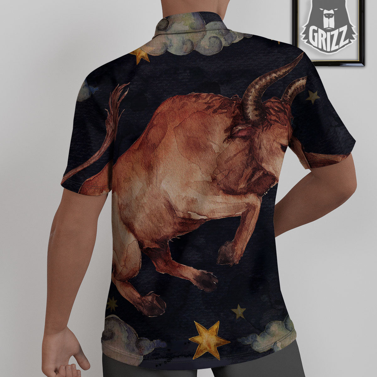 Zodiac Sign Watercolor Taurus Print Untucked Shirts-grizzshop