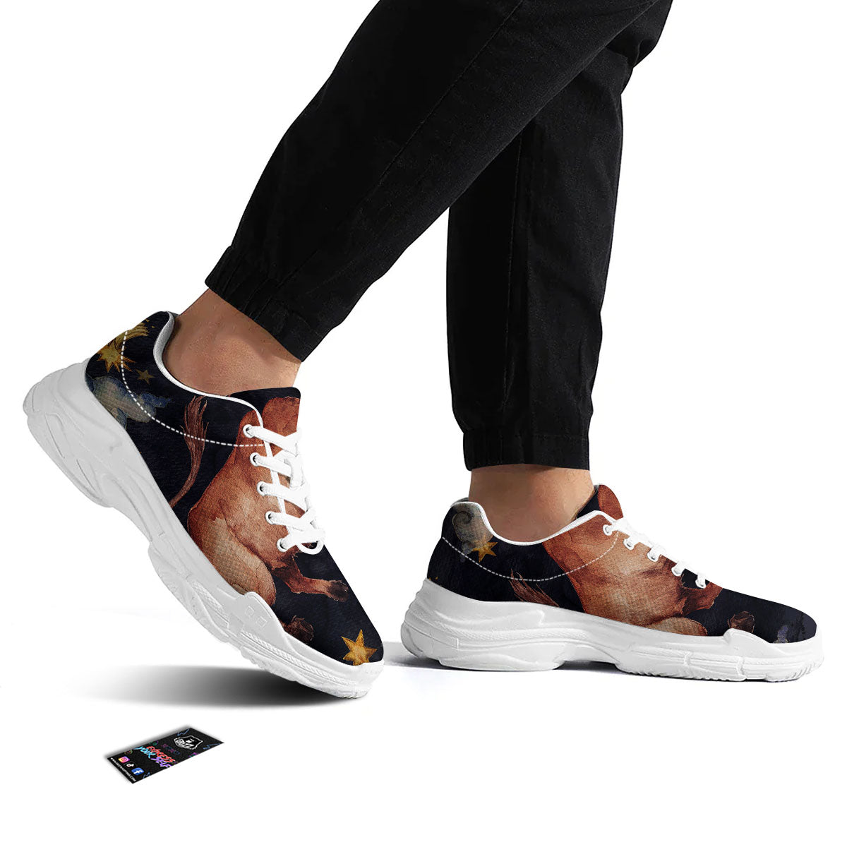 Zodiac Sign Watercolor Taurus Print White Chunky Shoes-grizzshop