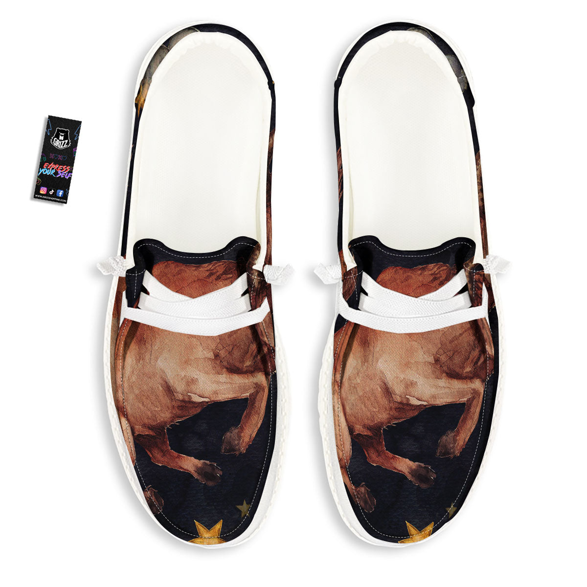 Zodiac Sign Watercolor Taurus Print White Loafers-grizzshop