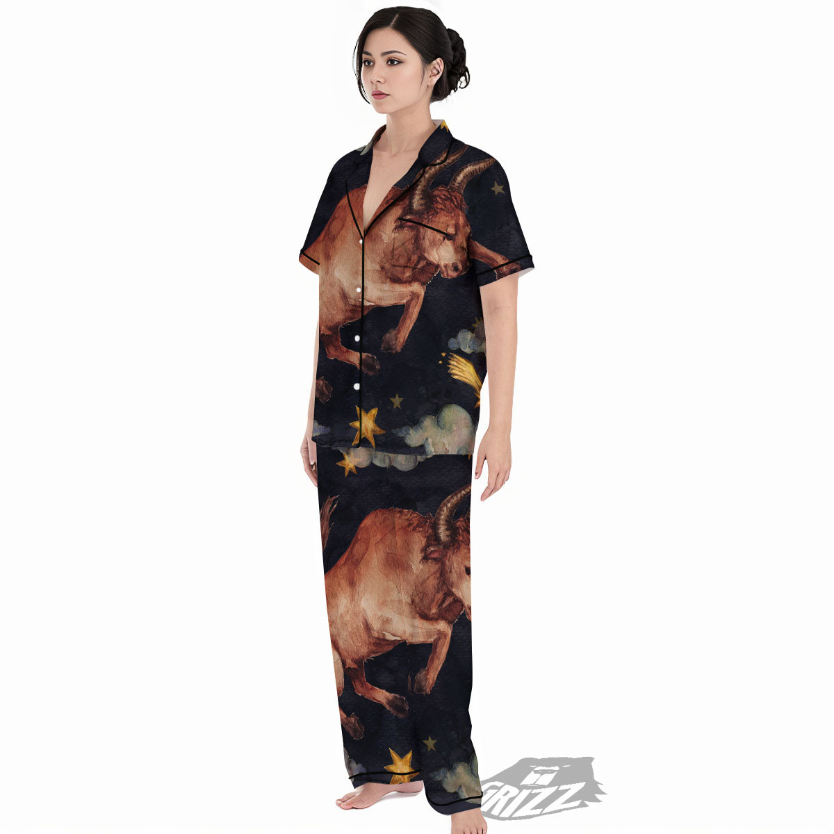 Zodiac Sign Watercolor Taurus Print Women's Pajamas Set-grizzshop