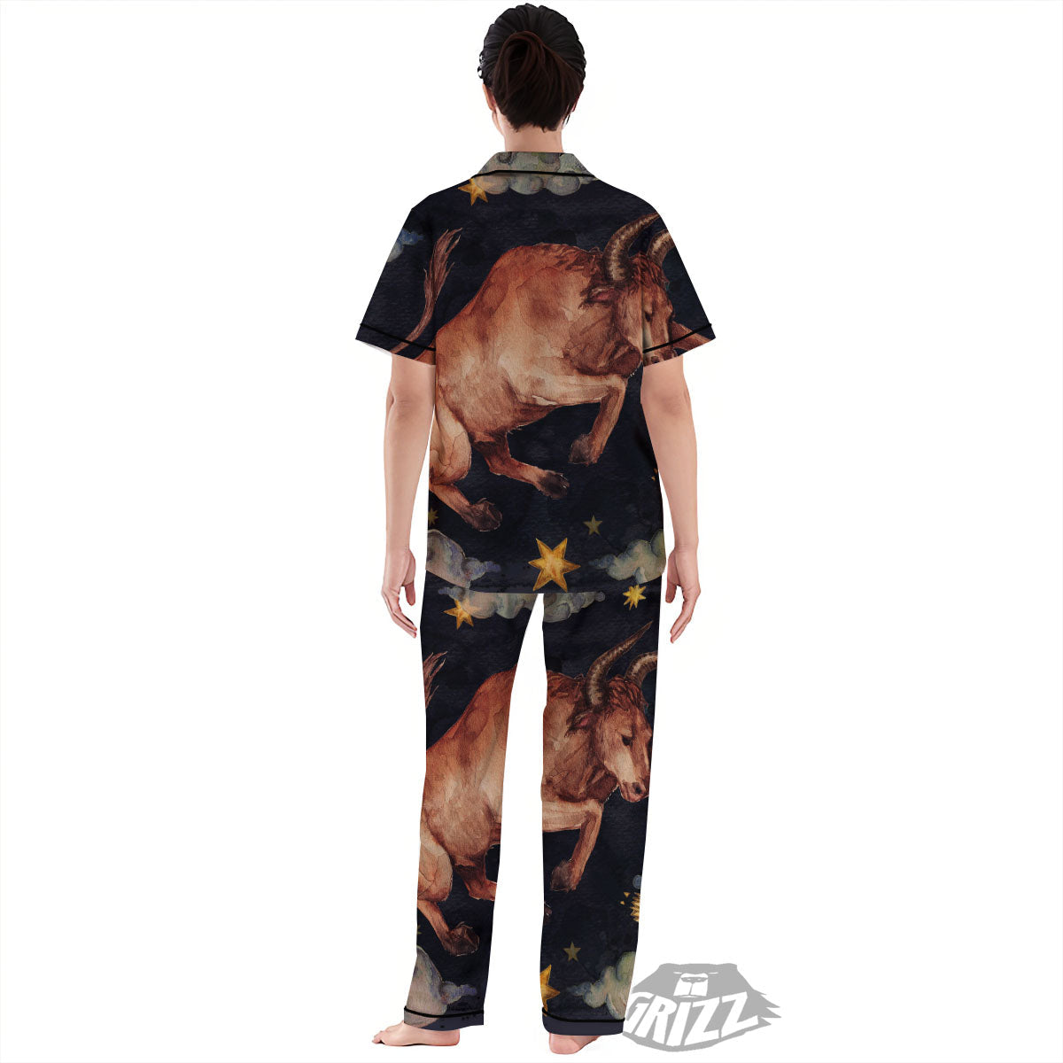Zodiac Sign Watercolor Taurus Print Women's Pajamas Set-grizzshop