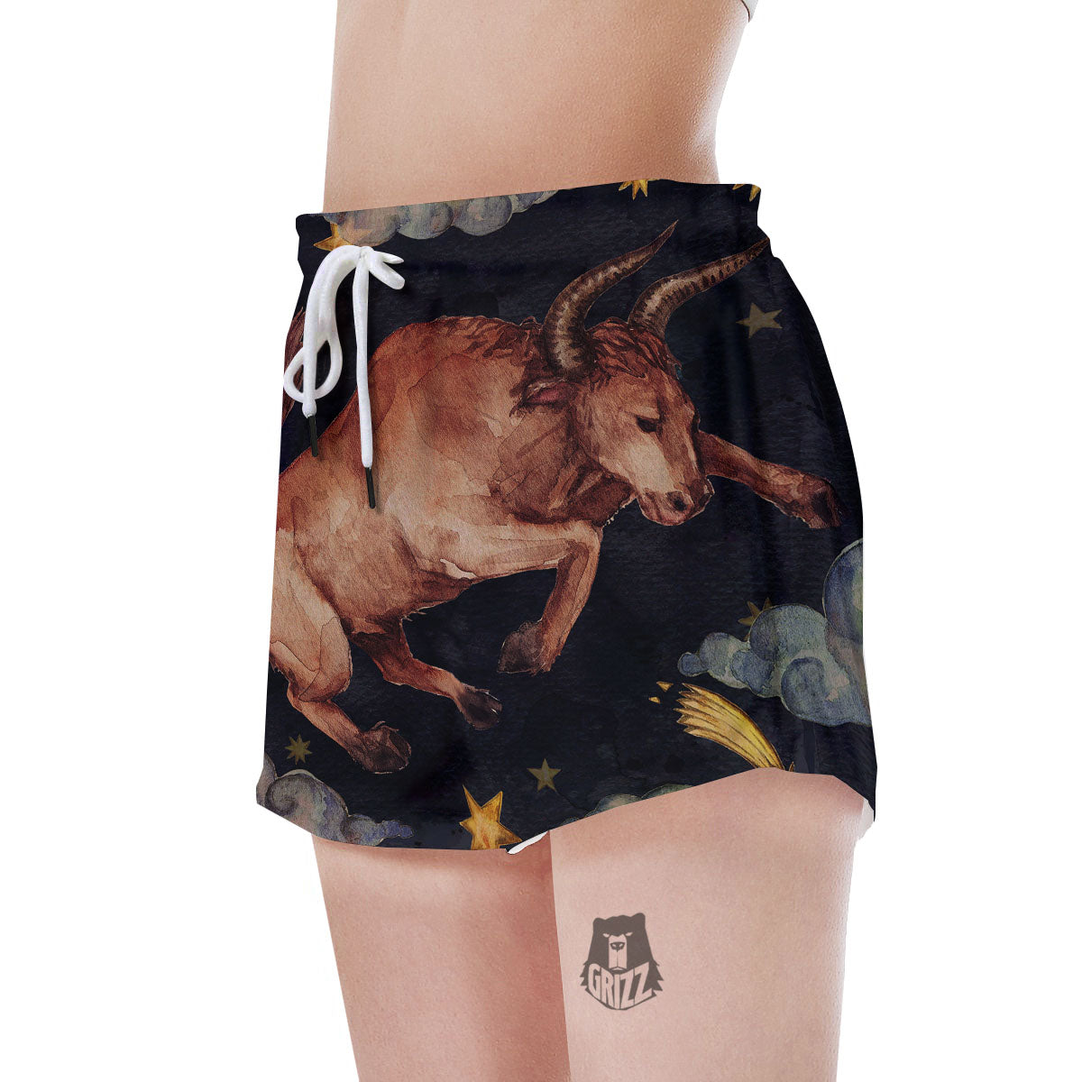 Zodiac Sign Watercolor Taurus Print Women's Shorts-grizzshop