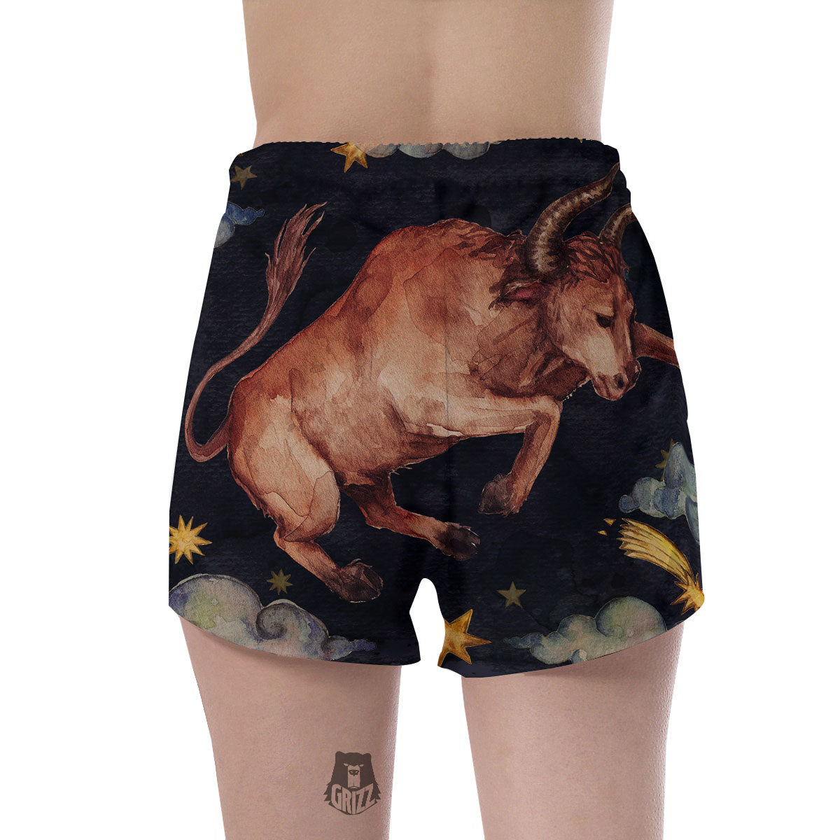 Zodiac Sign Watercolor Taurus Print Women's Shorts-grizzshop