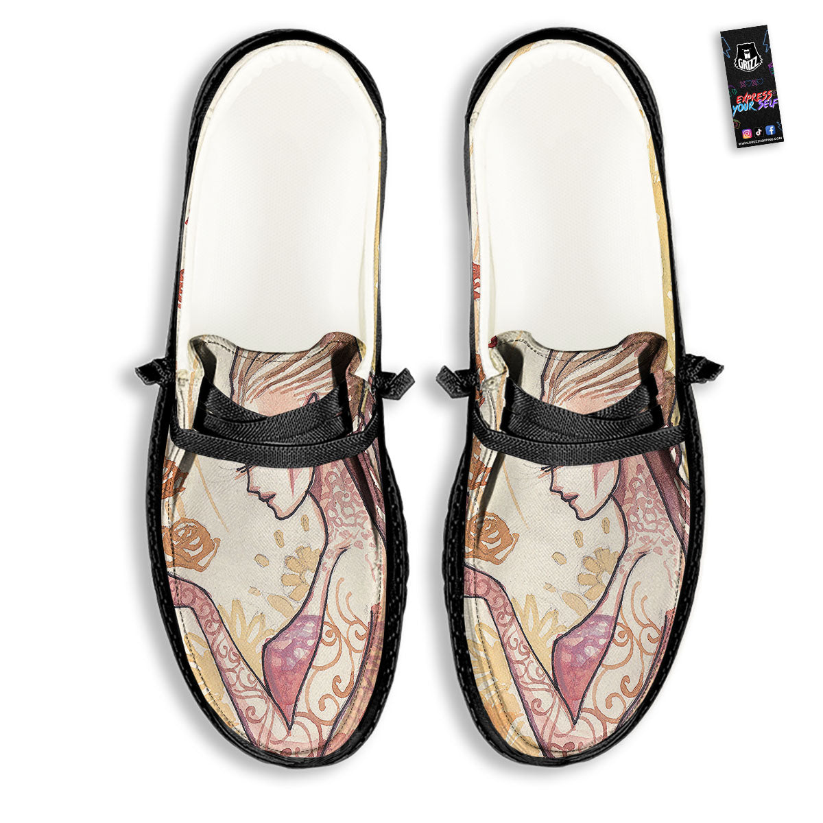 Zodiac Sign Watercolor Virgo Print Black Loafers-grizzshop