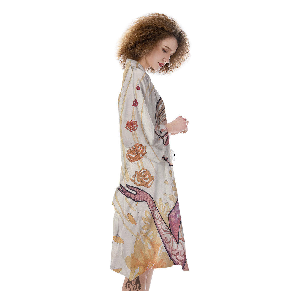 Zodiac Sign Watercolor Virgo Print Kimono-grizzshop
