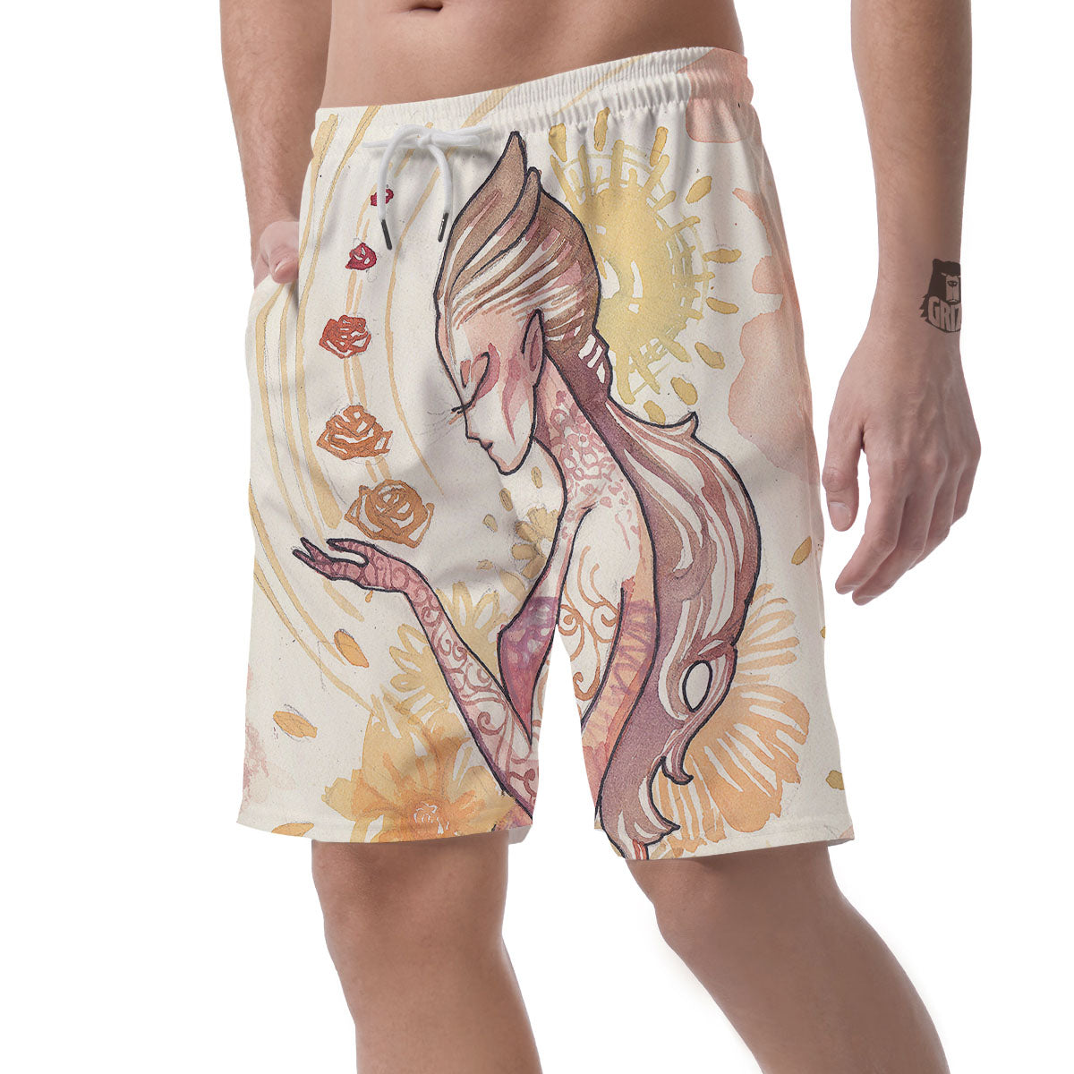 Zodiac Sign Watercolor Virgo Print Men's Shorts-grizzshop