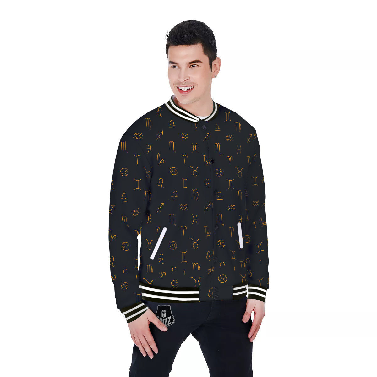 Zodiac Signs Astrological Print Pattern Baseball Jacket-grizzshop