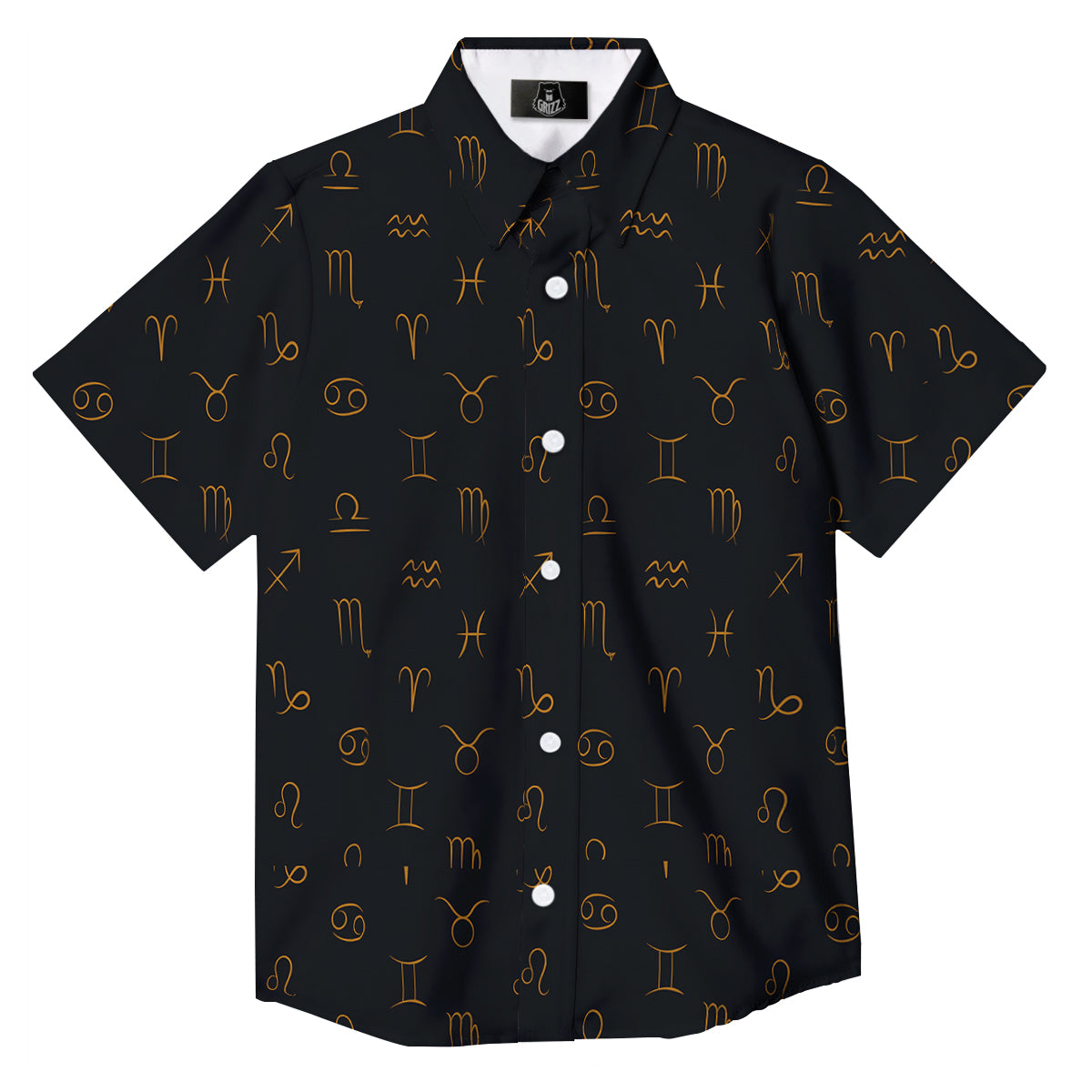 Zodiac Signs Astrological Print Pattern Button Up Shirt-grizzshop