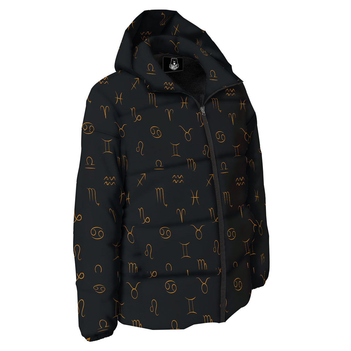 Zodiac Signs Astrological Print Pattern Down Jacket-grizzshop