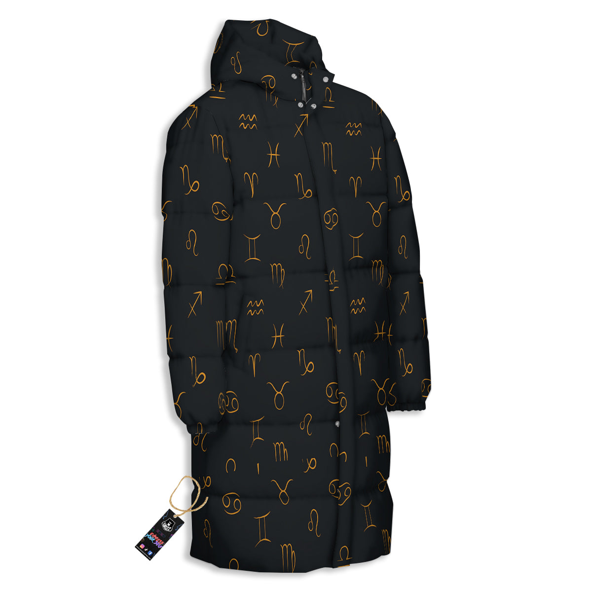 Zodiac Signs Astrological Print Pattern Long Down Jacket-grizzshop