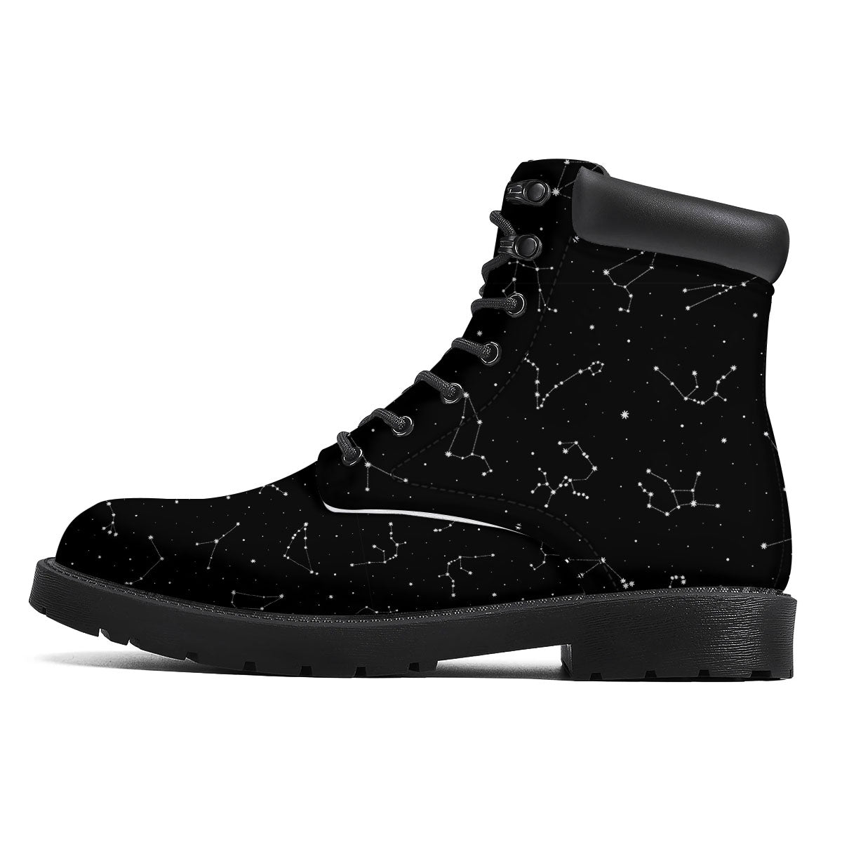 Zodiac Stars White And Black Print Boots-grizzshop