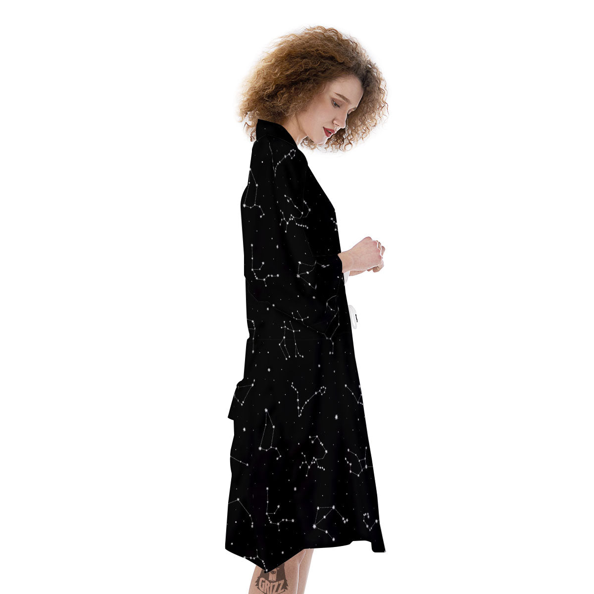Zodiac Stars White And Black Print Kimono-grizzshop