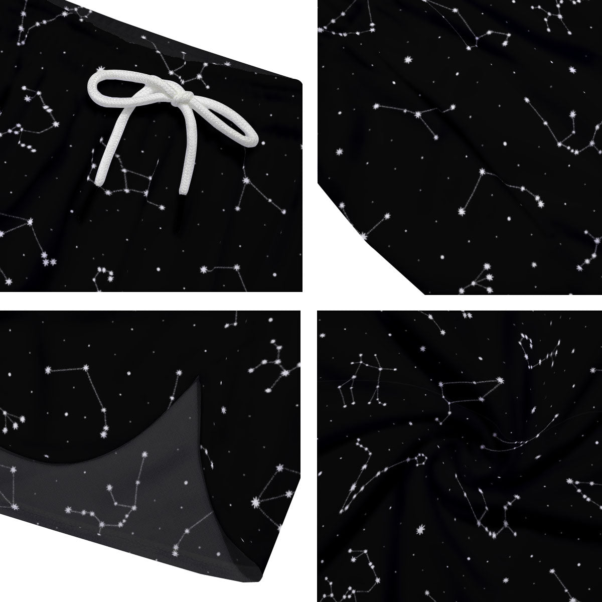 Zodiac Stars White And Black Print Men's Running Shorts-grizzshop