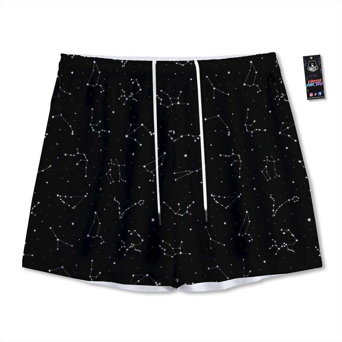 Zodiac Wheel Galaxy Print Mesh Shorts