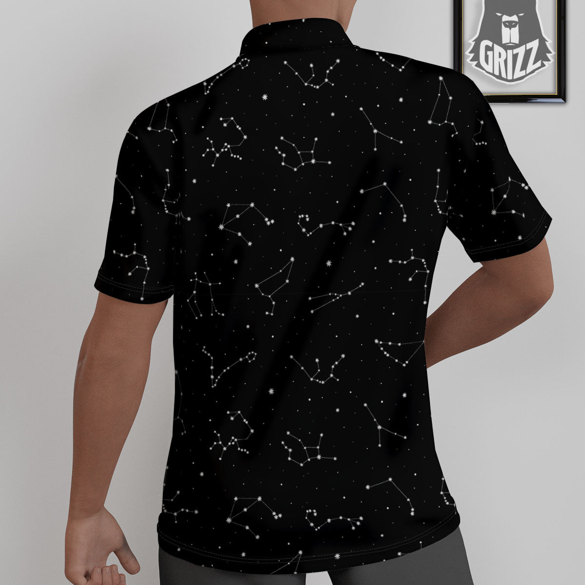 Zodiac Stars White And Black Print Untucked Shirts-grizzshop