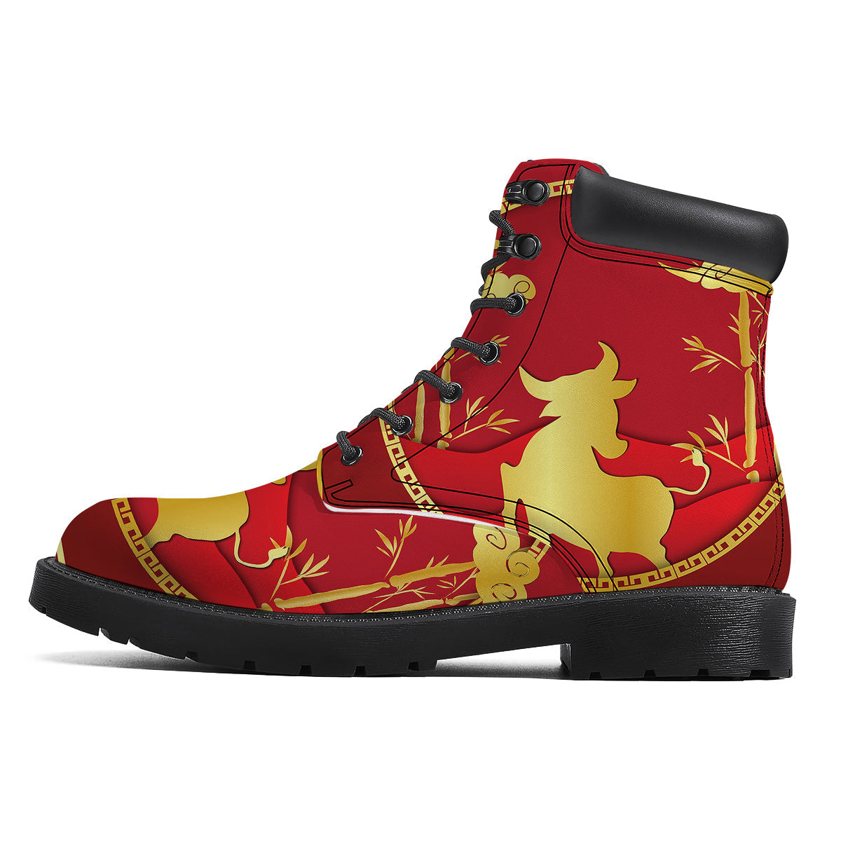 Zodiac Symbol Chinese Ox Print Boots-grizzshop