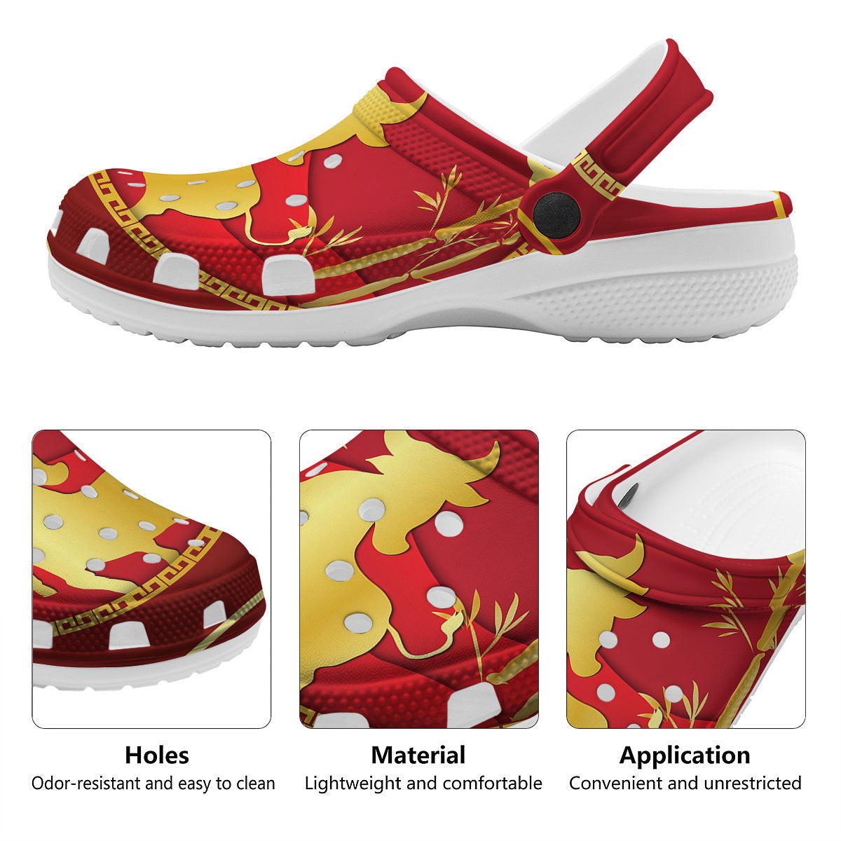 Zodiac Symbol Chinese Ox Print Clog-grizzshop