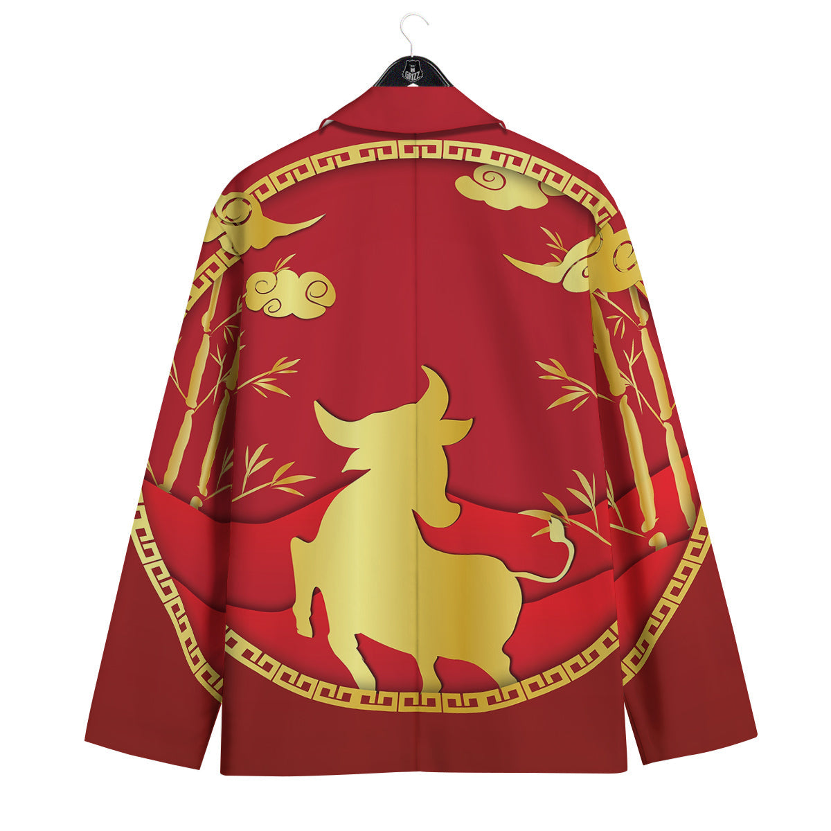 Zodiac Symbol Chinese Ox Print Men's Sport Coat-grizzshop