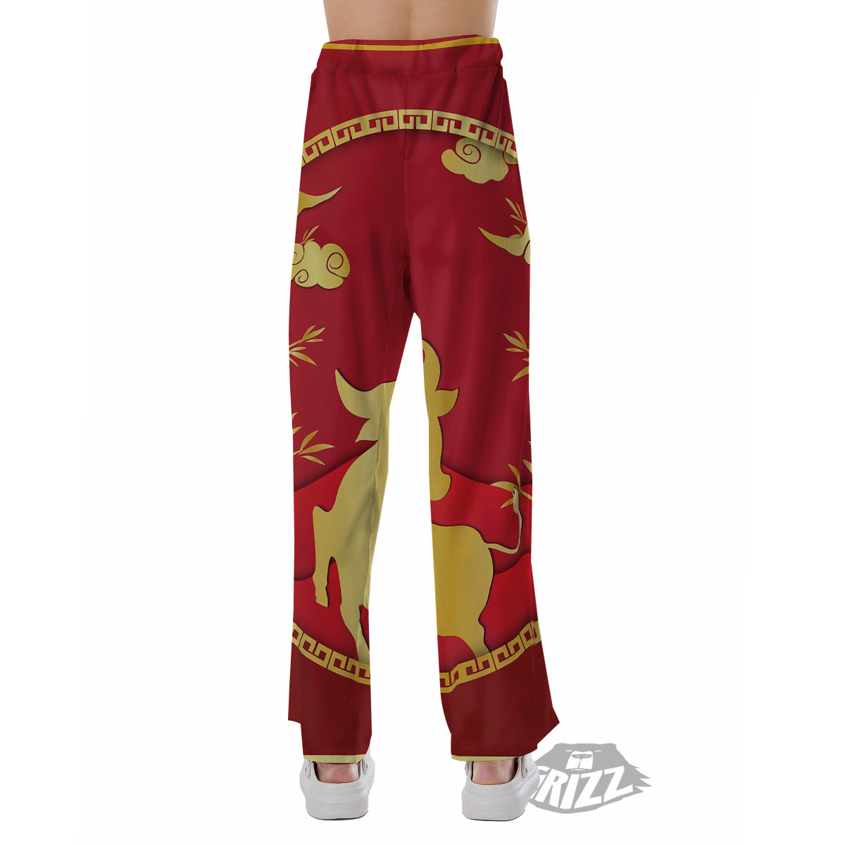 Zodiac Symbol Chinese Ox Print Pajama Pants-grizzshop