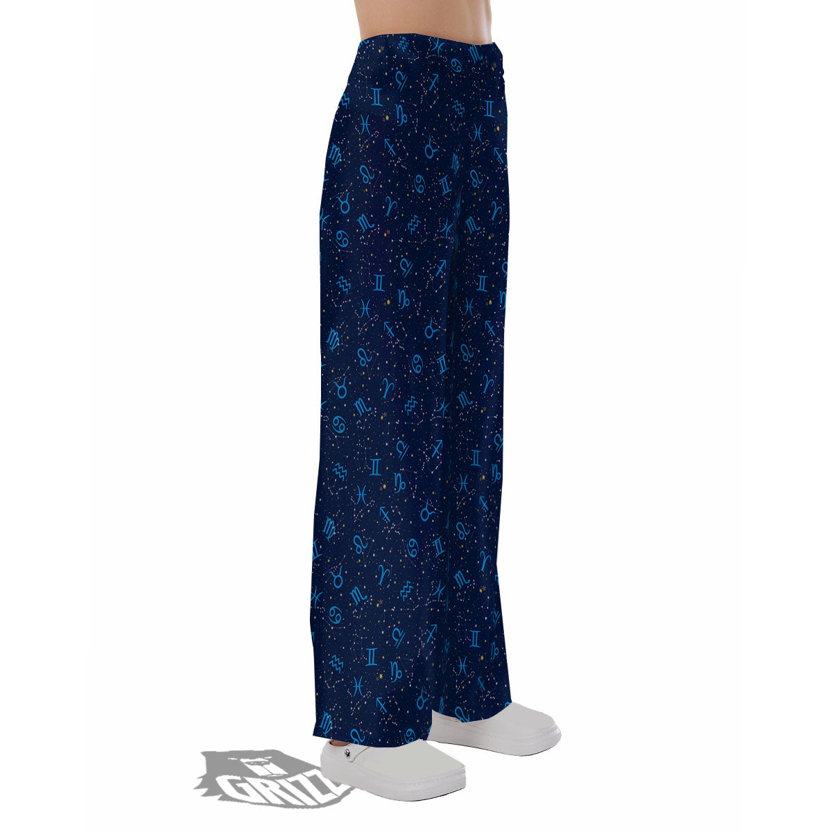 Zodiac Symbols Blue Print Pattern Pajama Pants-grizzshop
