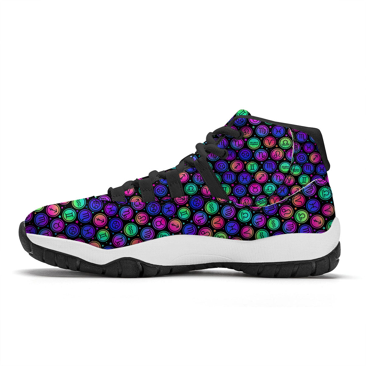 Zodiac Symbols Colorful Print Pattern Black Bball Shoes-grizzshop