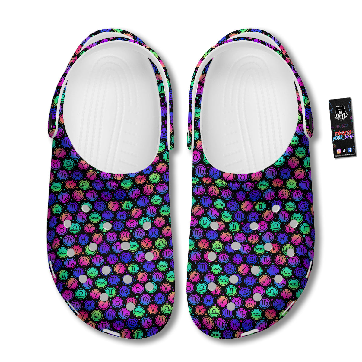 Zodiac Symbols Colorful Print Pattern Clog-grizzshop