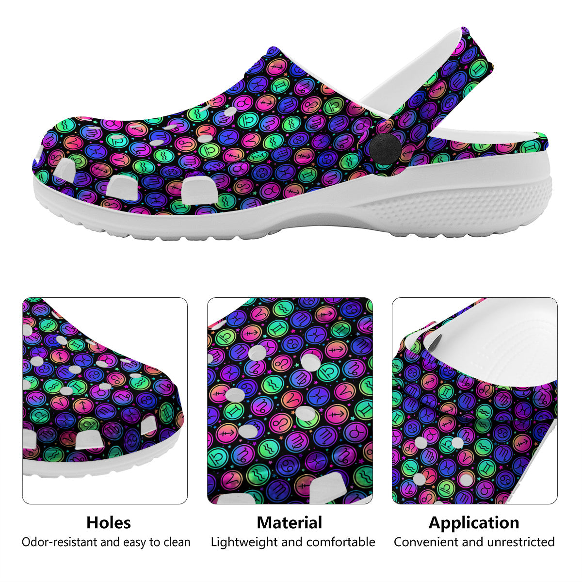Zodiac Symbols Colorful Print Pattern Clog-grizzshop