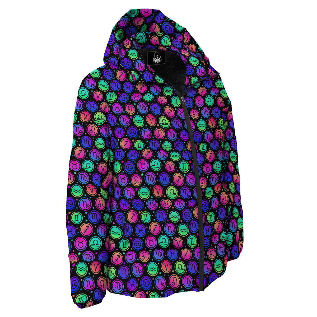 Zodiac Symbols Colorful Print Pattern Down Jacket-grizzshop