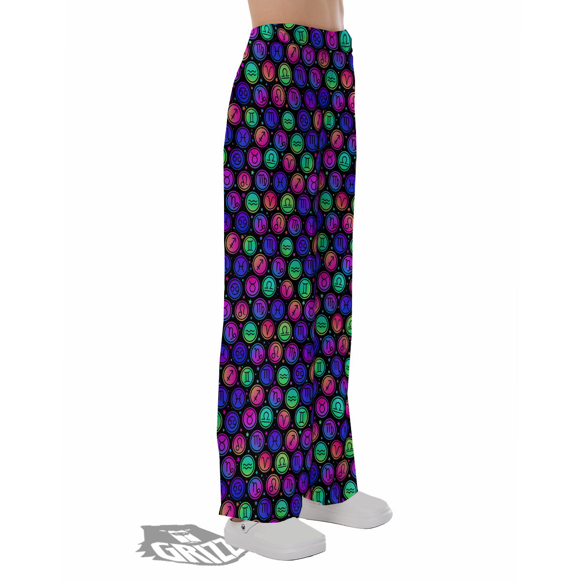 Zodiac Symbols Colorful Print Pattern Pajama Pants-grizzshop