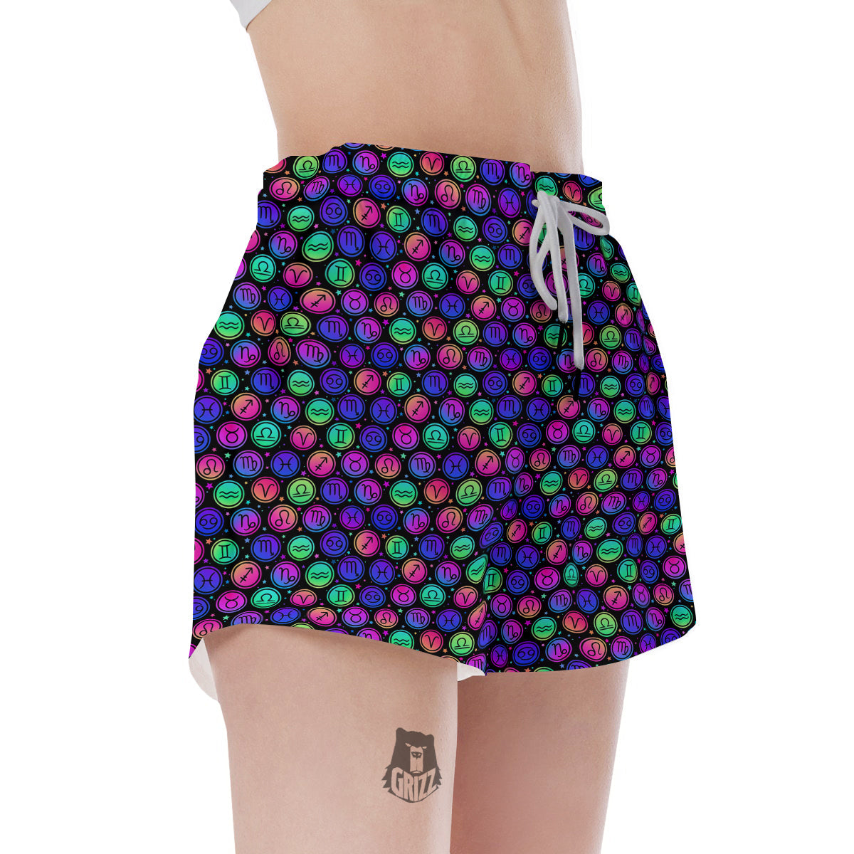 Zodiac Symbols Colorful Print Pattern Women's Shorts-grizzshop
